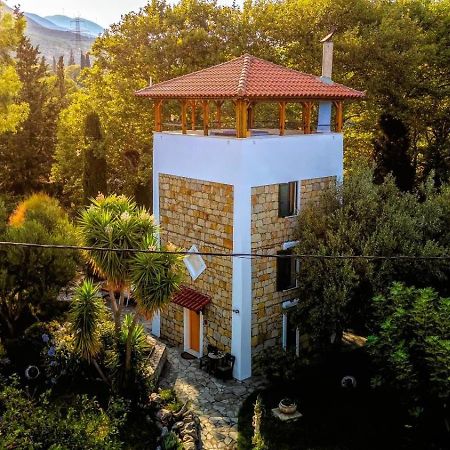 Steinturm Mit Dach-Terrasse Zwischen Fluss, Meer Und Gebirge- Spiti Pirgos Paralia Sergoulas Luaran gambar